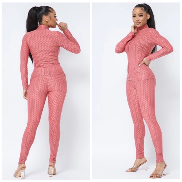 Matching jacquard set with jacket and leggings - Picture 3 of 5